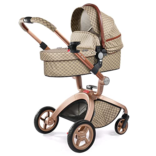 Stylish Stroller Baby Height-Adjustable Seat and Reclining Baby Car - Grid