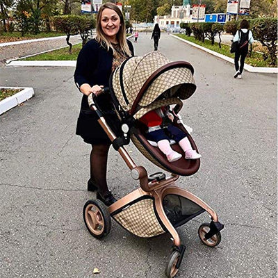 Stylish Stroller Baby Height-Adjustable Seat and Reclining Baby Car - Grid