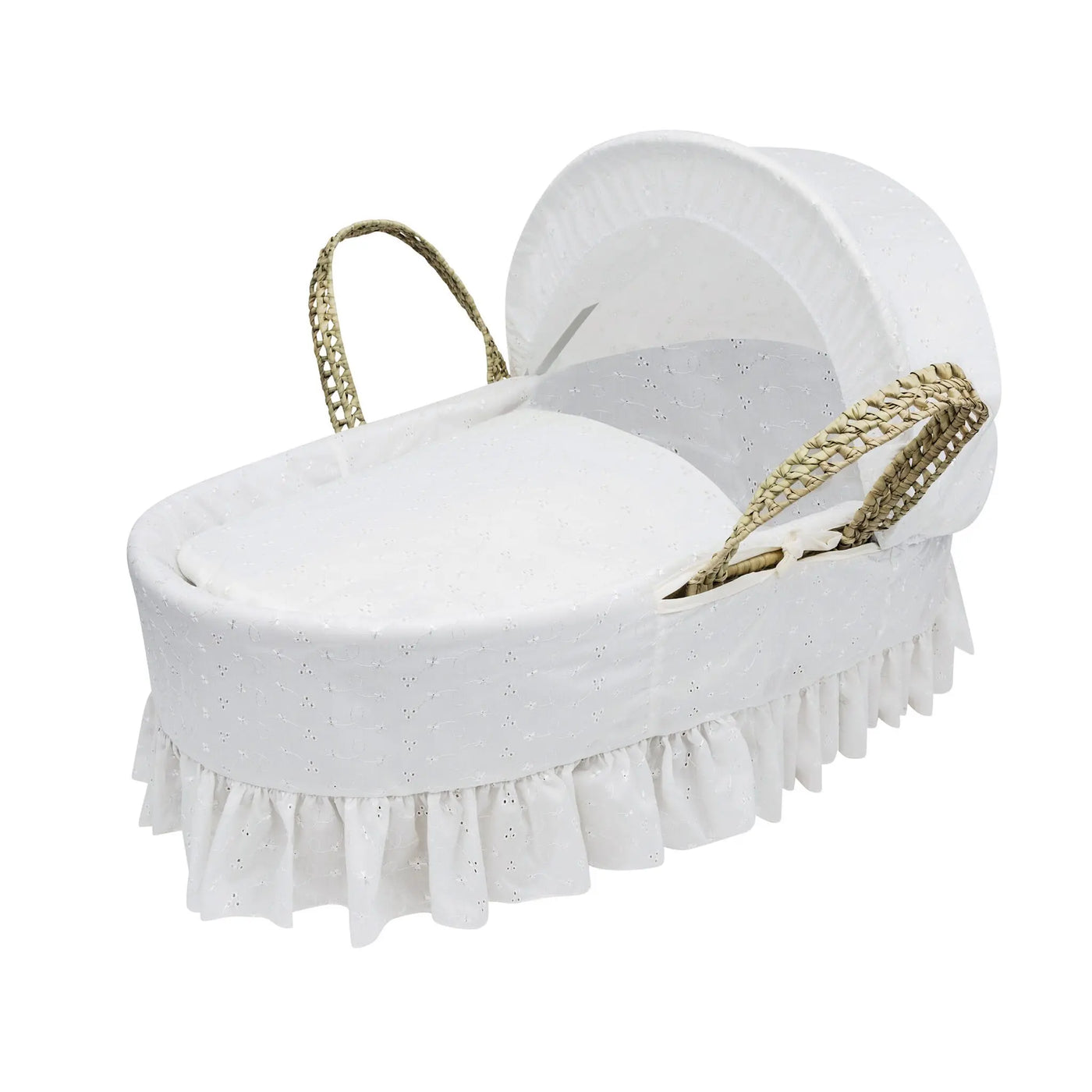 Baby White Palm Moses Basket - with Folding Stand Natural/White