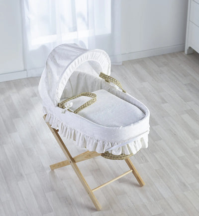 Baby White Palm Moses Basket - with Folding Stand Natural/White