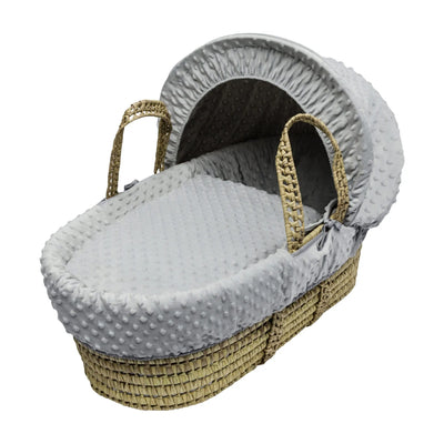 Baby Grey Dimple Palm Moses Basket with Folding Stand Natural