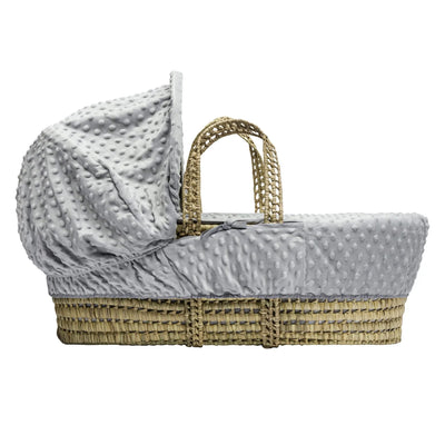 Baby Grey Dimple Palm Moses Basket with Folding Stand Natural