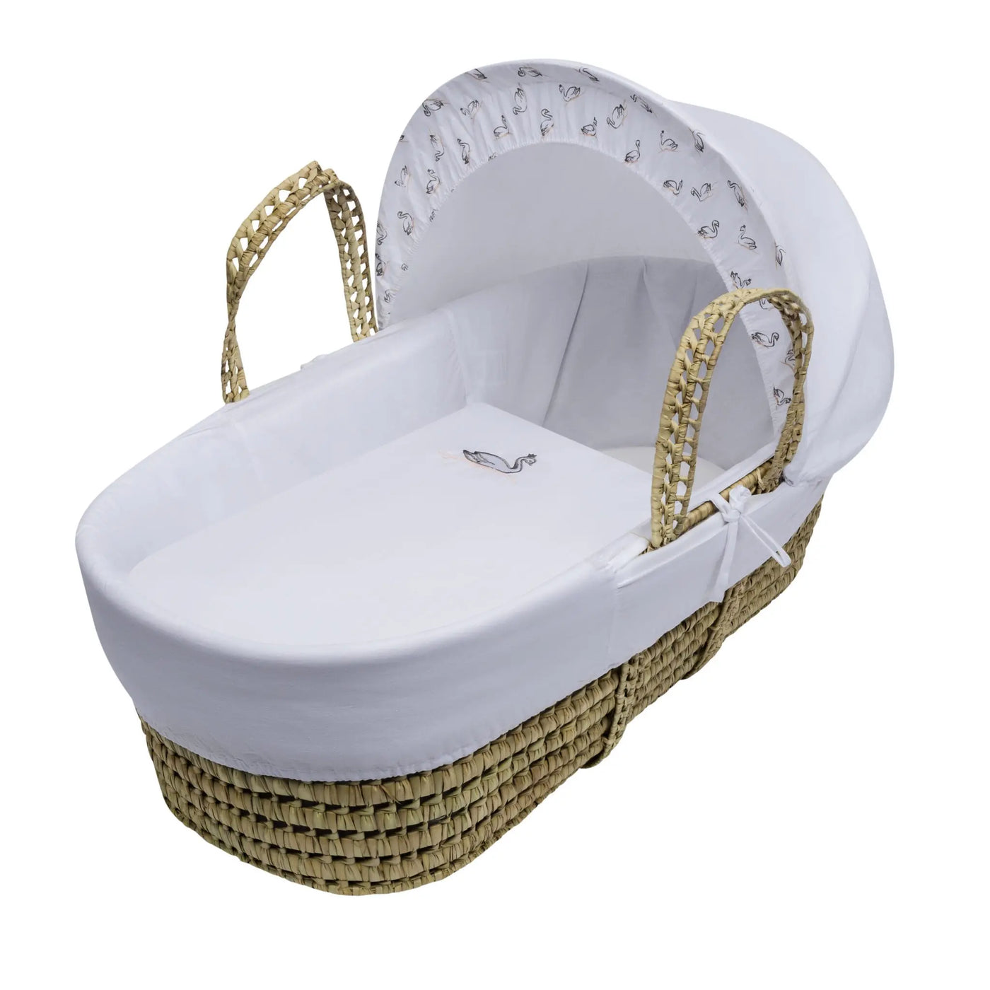 Swan Palm Moses Basket with Folding Stand Natural