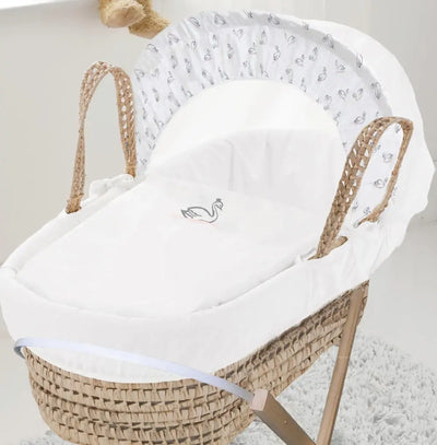 Swan Palm Moses Basket with Folding Stand Natural