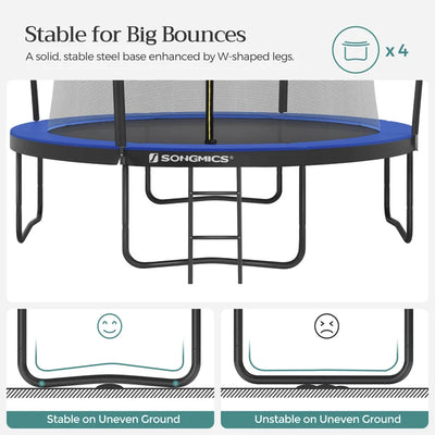 Outdoor Fun 10' Round Trampoline with Safety Enclosure - Blue