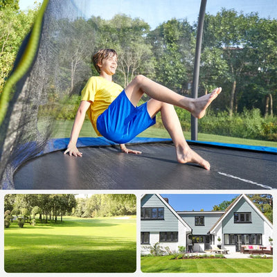 Outdoor Fun 10' Round Trampoline with Safety Enclosure - Blue