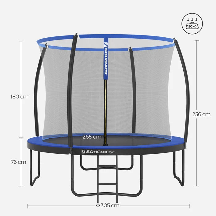 Outdoor Fun 10' Round Trampoline with Safety Enclosure - Blue