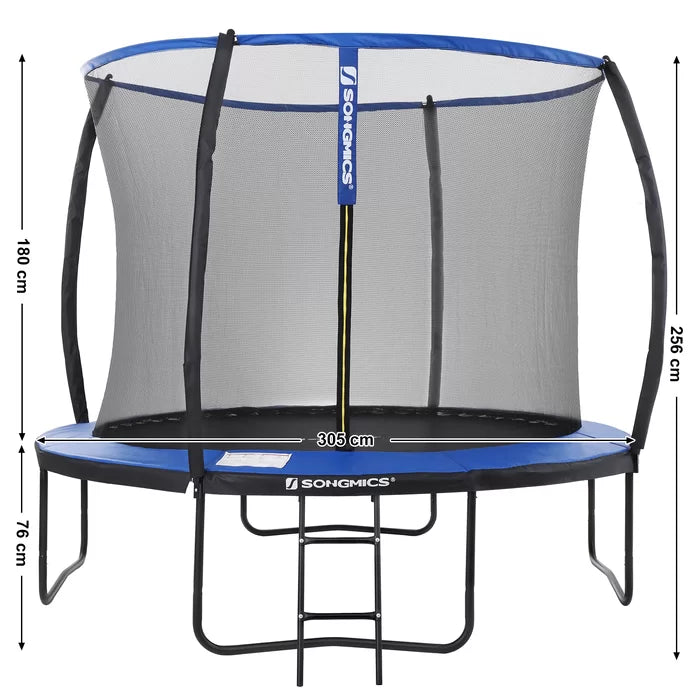 Outdoor Fun 10' Round Trampoline with Safety Enclosure - Blue