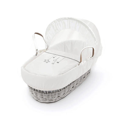 White Wish Upon A Star White Wicker Moses Basket