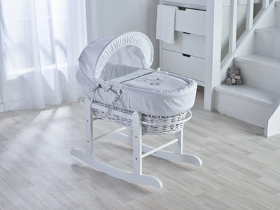 White Wish Upon A Star White Wicker Moses Basket