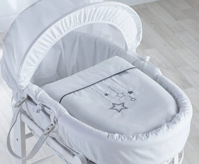 White Wish Upon A Star White Wicker Moses Basket