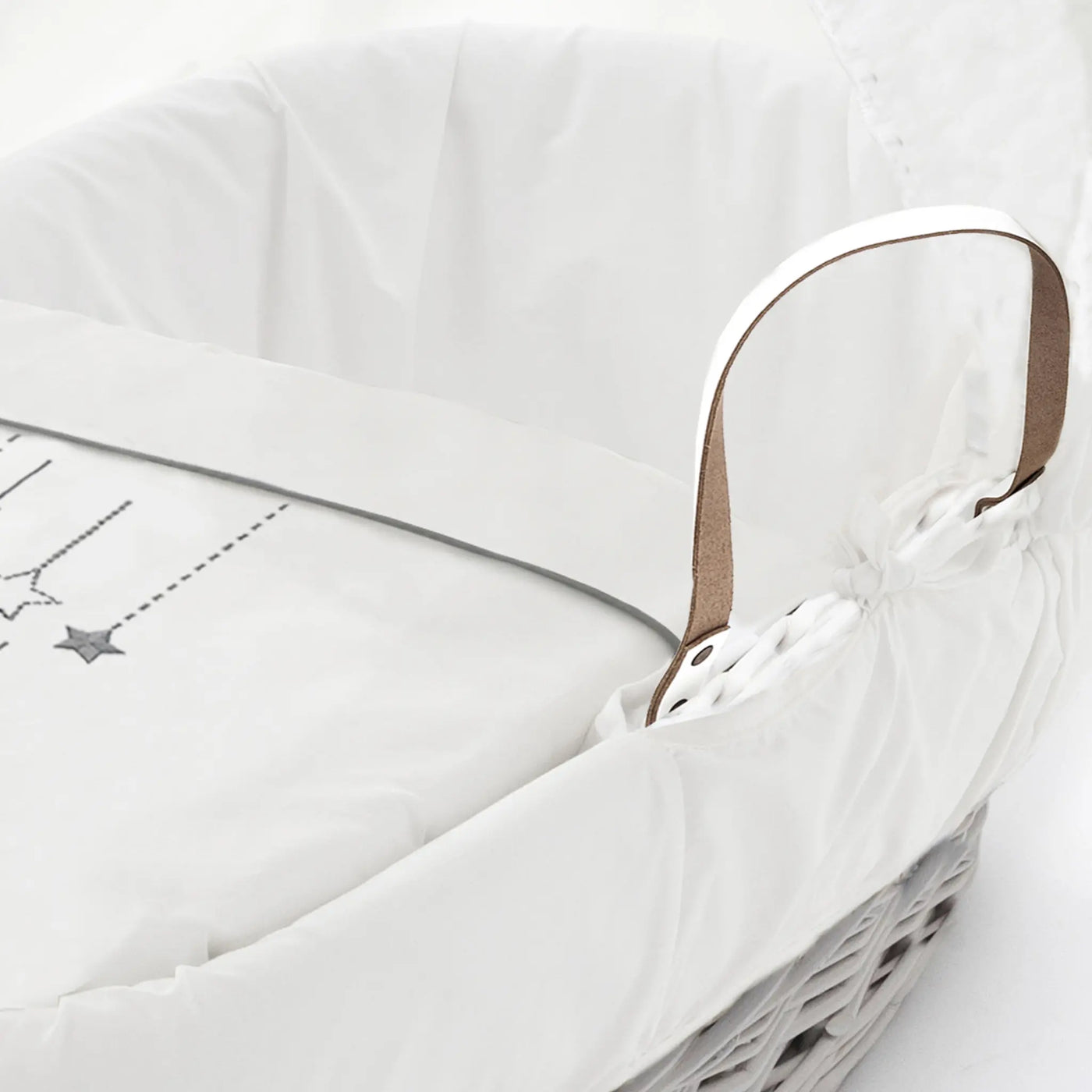 White Wish Upon A Star White Wicker Moses Basket