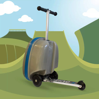 Turns Travel into Adventure Midi 18" Scooter Suitcase, Eddie the Elephant - Grey/Blue