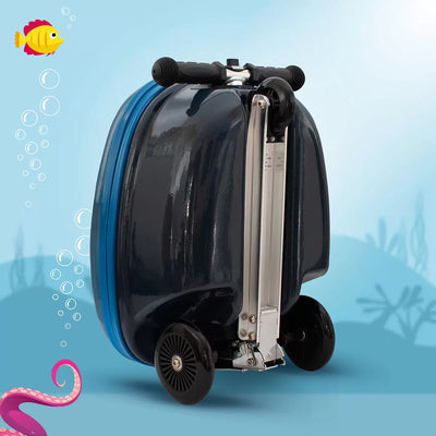 Turns Travel into Adventure Midi 18" Scooter Suitcase, Stormy the Shark - Blue/Black