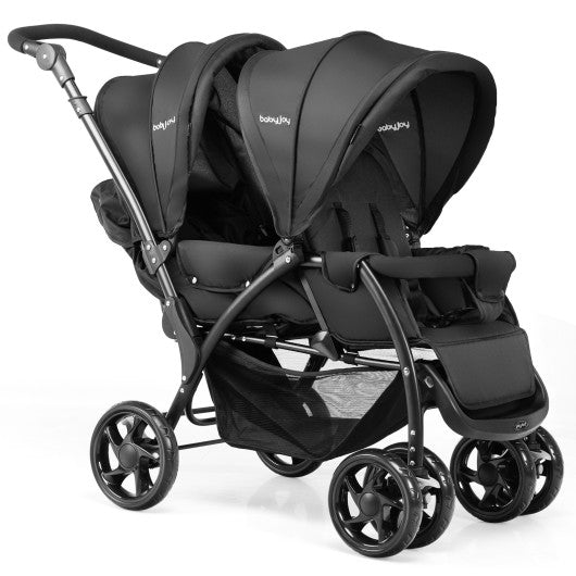 Stroller Baby Joy Foldable Lightweight Front Rear Seats,Double Baby Seat Stroller - Black