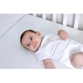 Cot Solid Wood with teething Rails in White or Gray Baby Elegance