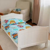 Cot Bed Nested Sorrento with teething rails in White