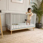 Cot Baby Elegance Oak Finish with Teething Rails