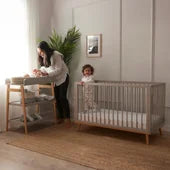 Cot Baby Elegance Oak Finish with Teething Rails