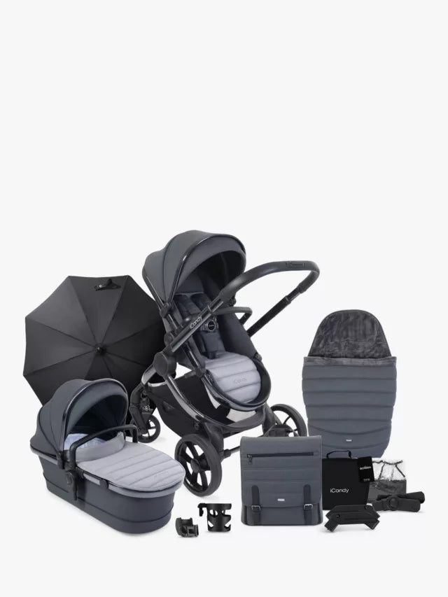 Ultimate Pushchair iCandy Peach 7 Complete Bundle | Black Edition