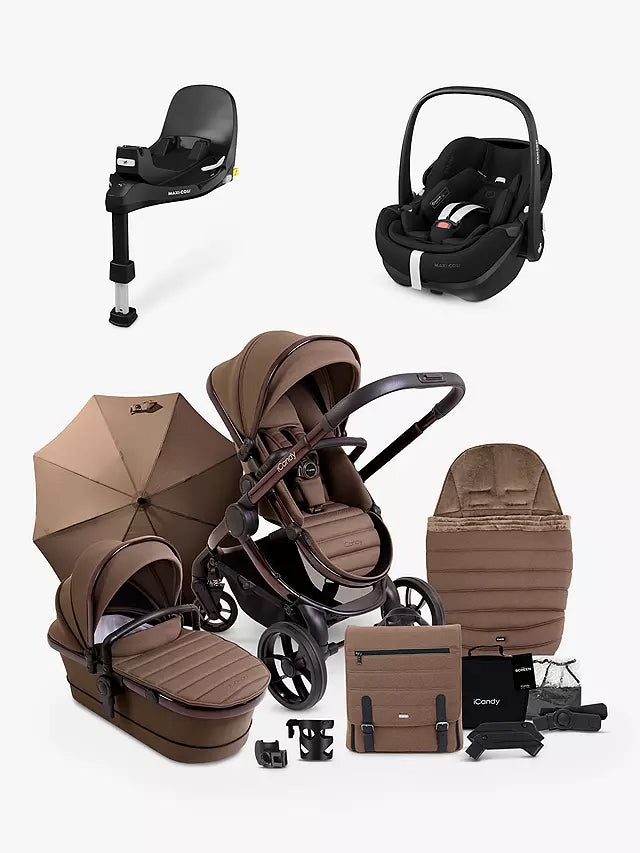 Premium iCandy Peach 7 Pushchair & Maxi Cosi Pebble 360 PRO Travel System Bundle | Black Edition