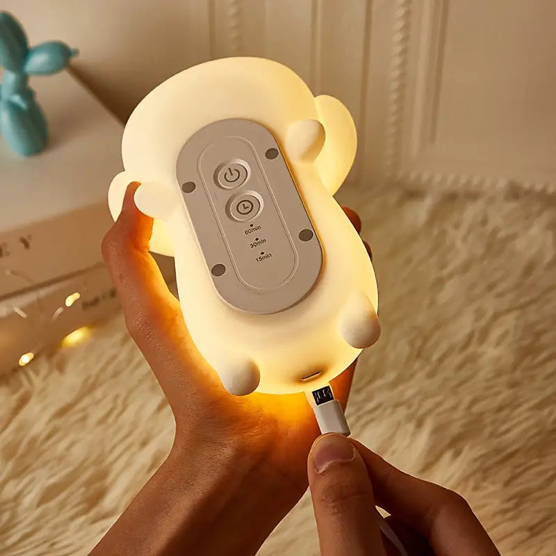 Night Light Adorable Silicone Puppy - Tap-to-Illuminate, 1200mAh Battery - Soft Decorative Lamp for Home, Living Room