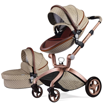 Stylish Stroller Baby Height-Adjustable Seat and Reclining Baby Car - Grid