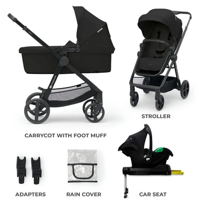 New Lightweight 4in1 Travel System Bundle NEWLY - Black, Beige, Gray