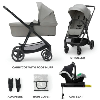 New Lightweight 4in1 Travel System Bundle NEWLY - Black, Beige, Gray