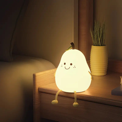 Night Light, 1pc Cute Pear LED Bedroom Sleep Bedside Light With Sleep Fun Pat Light, Multiple Light Colors