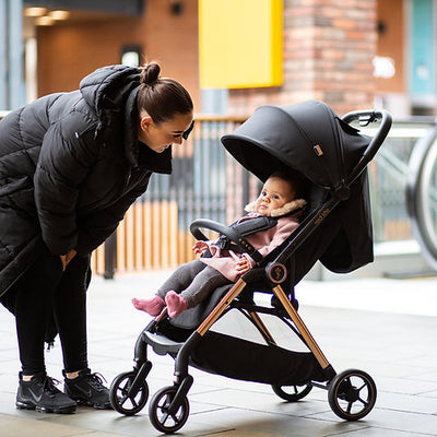 Sleek and Modern Push Me Koko Compact Stroller - Slate, Amber