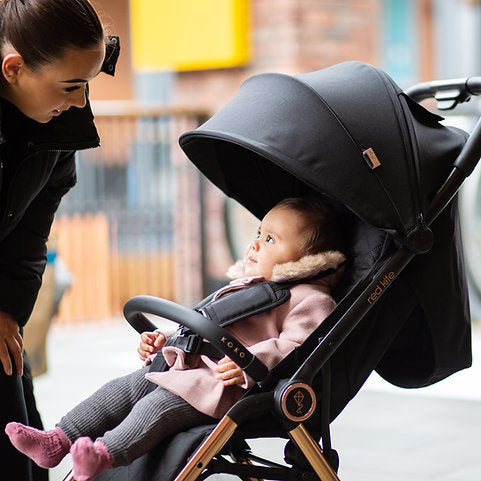 Sleek and Modern Push Me Koko Compact Stroller - Slate, Amber