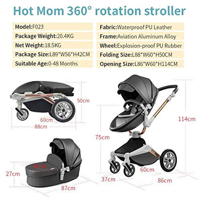 Reshape Your Life Stroller Baby Height-Adjustable Seat and Reclining Baby Car - Dark Grey