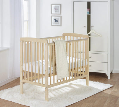 Sydney Compact Elegant Design Cot  - Natural Pinewood and Stylish White No Mattress