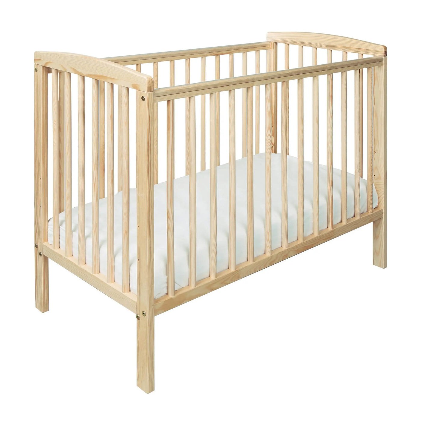 Sydney Compact Elegant Design Cot  - Natural Pinewood and Stylish White No Mattress