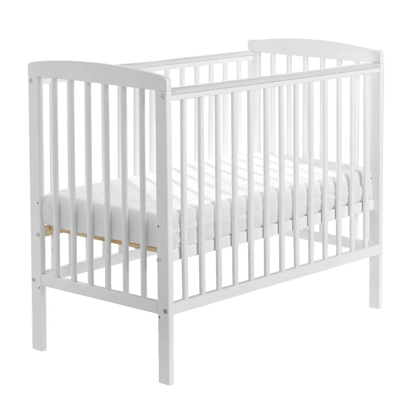 Sydney Compact Elegant Design Cot  - Natural Pinewood and Stylish White No Mattress