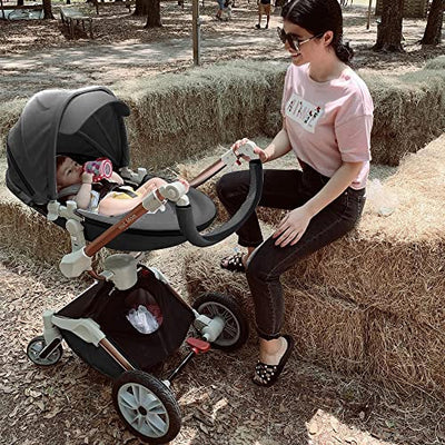 Reshape Your Life Stroller Baby Height-Adjustable Seat and Reclining Baby Car - Dark Grey