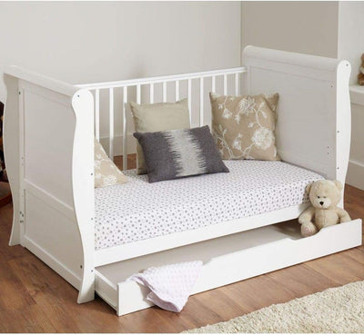 Sleigh Cot Bed Baby Cot Toddler Newborn Bed with Sprung Mattress Included