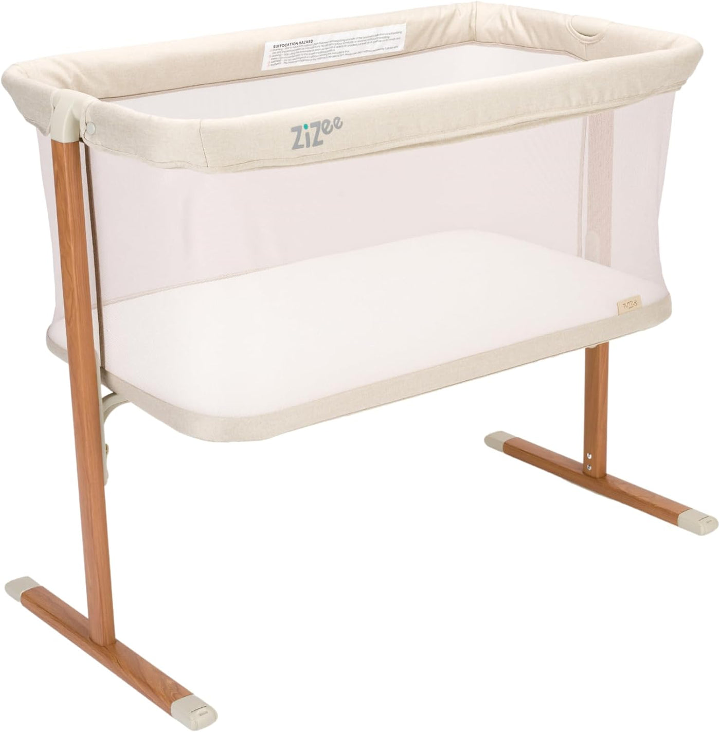 Breathable baby Rocking Crib - Scandinavian Walnut & Ecru combination