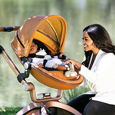 Essential Companion Baby Stroller Height-Adjustable Seat and Reclining Baby Car - Brown