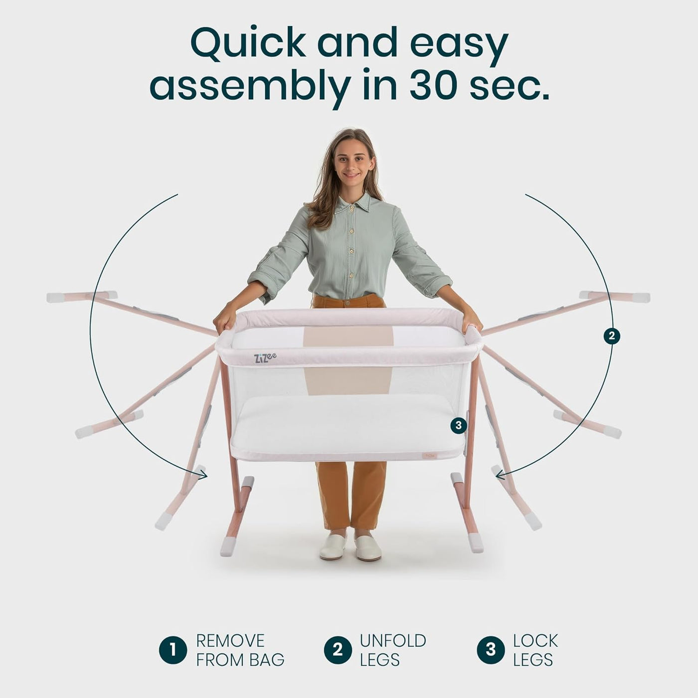 Breathable baby Rocking Crib - Scandinavian Walnut & Ecru combination