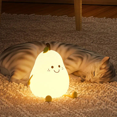 Night Light, 1pc Cute Pear LED Bedroom Sleep Bedside Light With Sleep Fun Pat Light, Multiple Light Colors