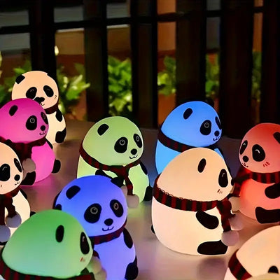 Panda Night Lights, 7 Colors Changing, Rechargeable Silicone Lamps, Modern Design, Portable Room Decor