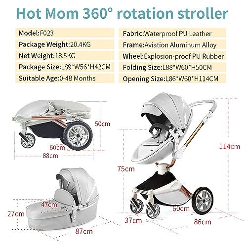 Cosy and Versatile Stroller Baby Height-Adjustable Seat and Reclining Baby Car - Grey