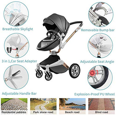 Reshape Your Life Stroller Baby Height-Adjustable Seat and Reclining Baby Car - Dark Grey