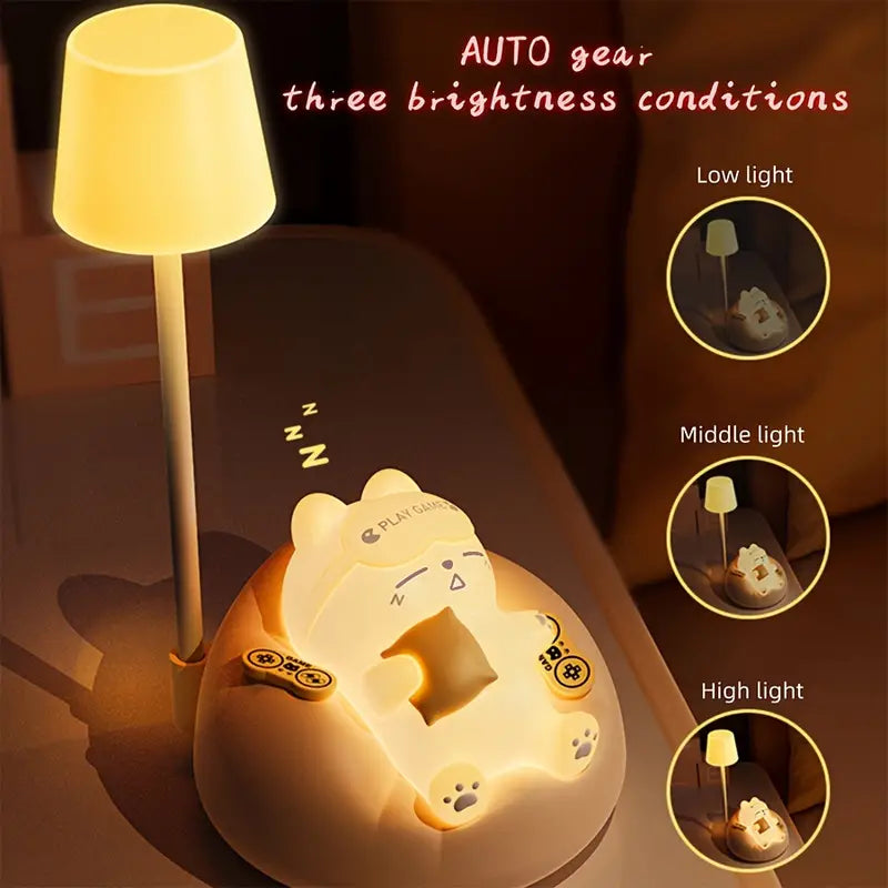 Soft Cat Night Light, Bedroom Bed USB Charging Table Light, 3 Levels Of Brightness Adjustment Pat Lamp