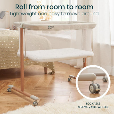 Breathable baby Rocking Crib - Scandinavian Walnut & Ecru combination