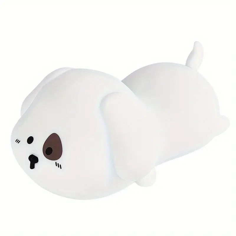 Night Light Adorable Silicone Puppy - Tap-to-Illuminate, 1200mAh Battery - Soft Decorative Lamp for Home, Living Room