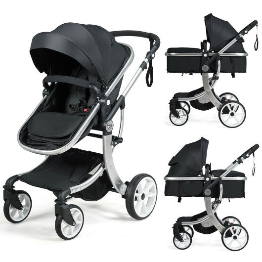 Baby Foldable Aluminum Reversible Stroller - Black