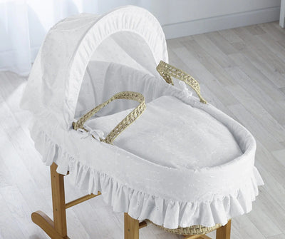 Baby White Palm Moses Basket - with Folding Stand Natural/White